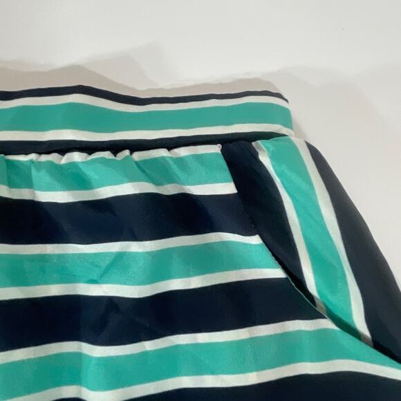 Everly Navy Aqua Stripe Skirt Lined with Pockets Size L - Picture 5 of 9
